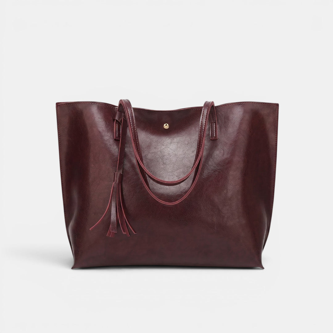 Bolso Mujer Cuero Borlas Grande