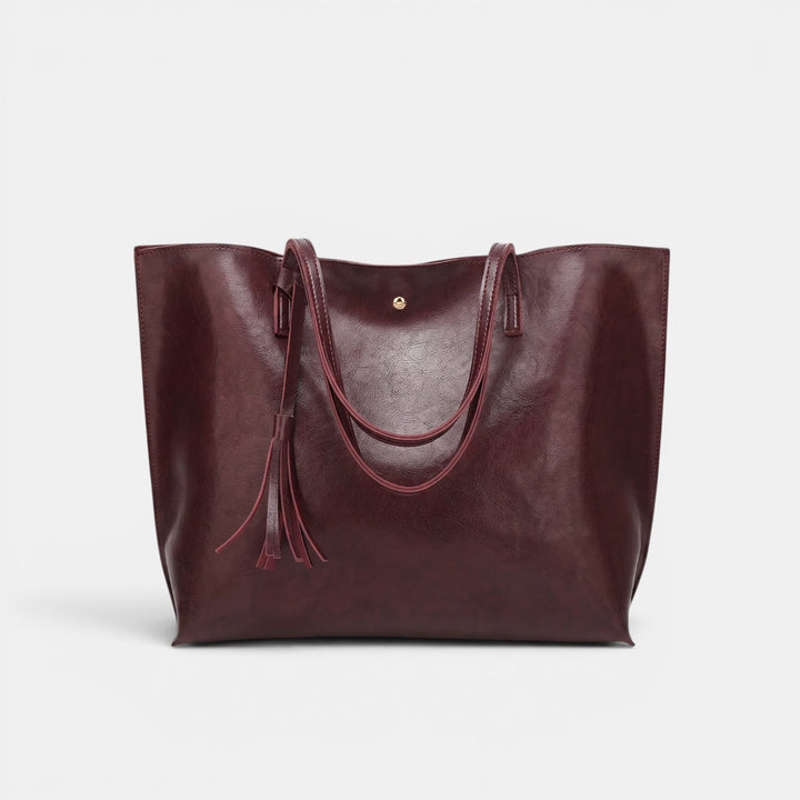 Bolso Mujer Cuero Borlas Grande
