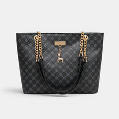 Women's Leather Chain Bag - Retro Structured Handbag
