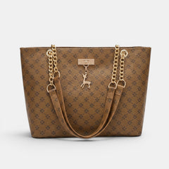 Women's Leather Chain Bag - Retro Structured Handbag