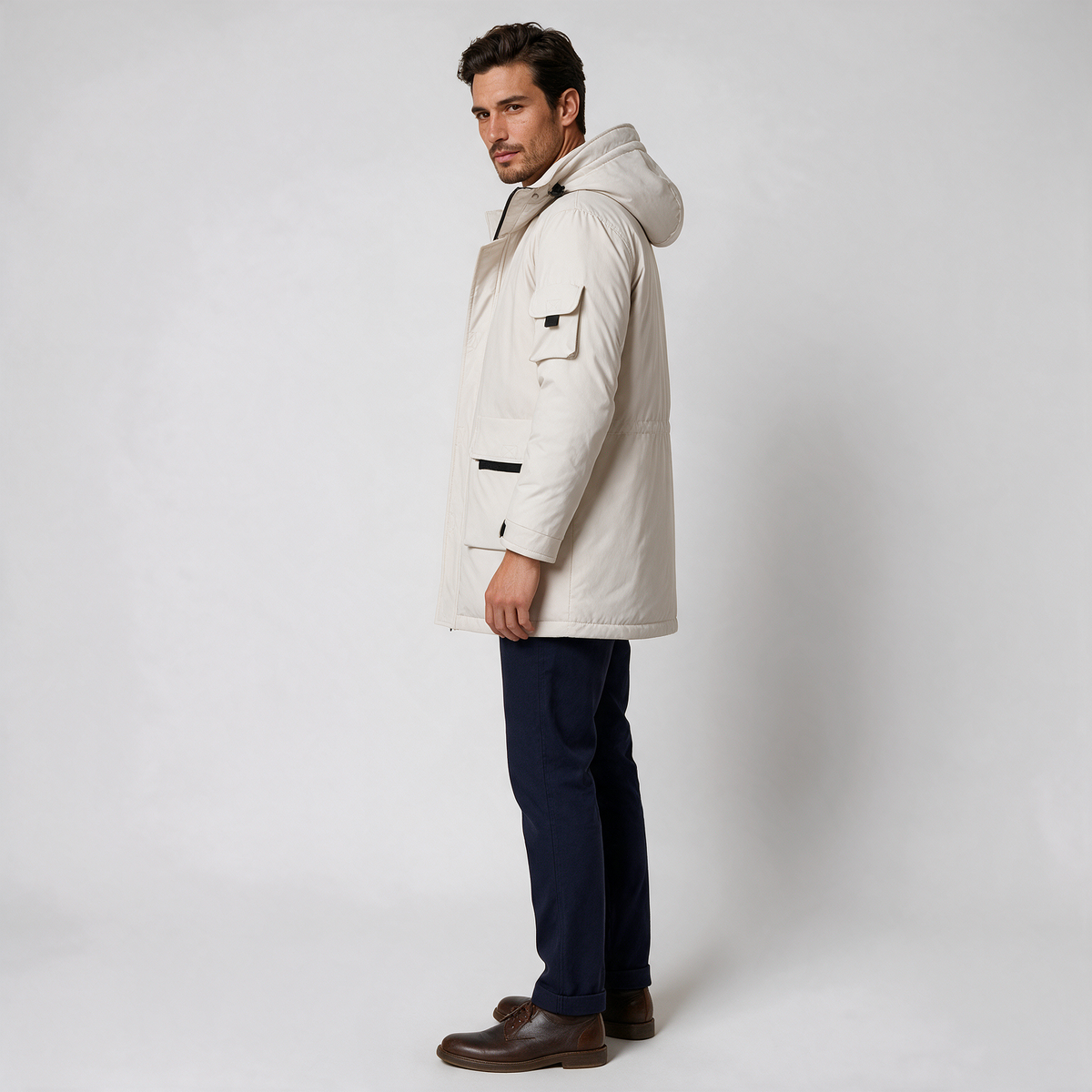 Parka Hombre de Lana de Cordero con Capucha