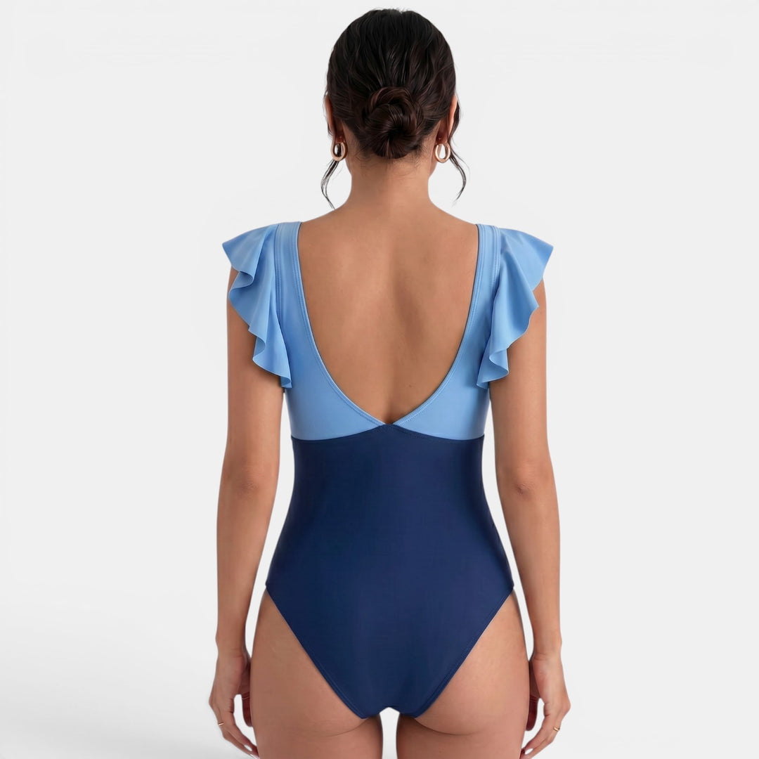 Bañador Mujer Reductor Bicolor Volantes