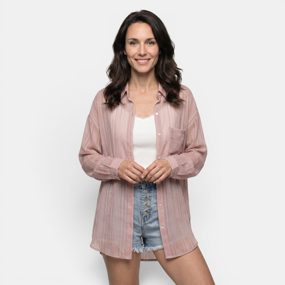 Camisa Chiffon Mujer Verano Transparente