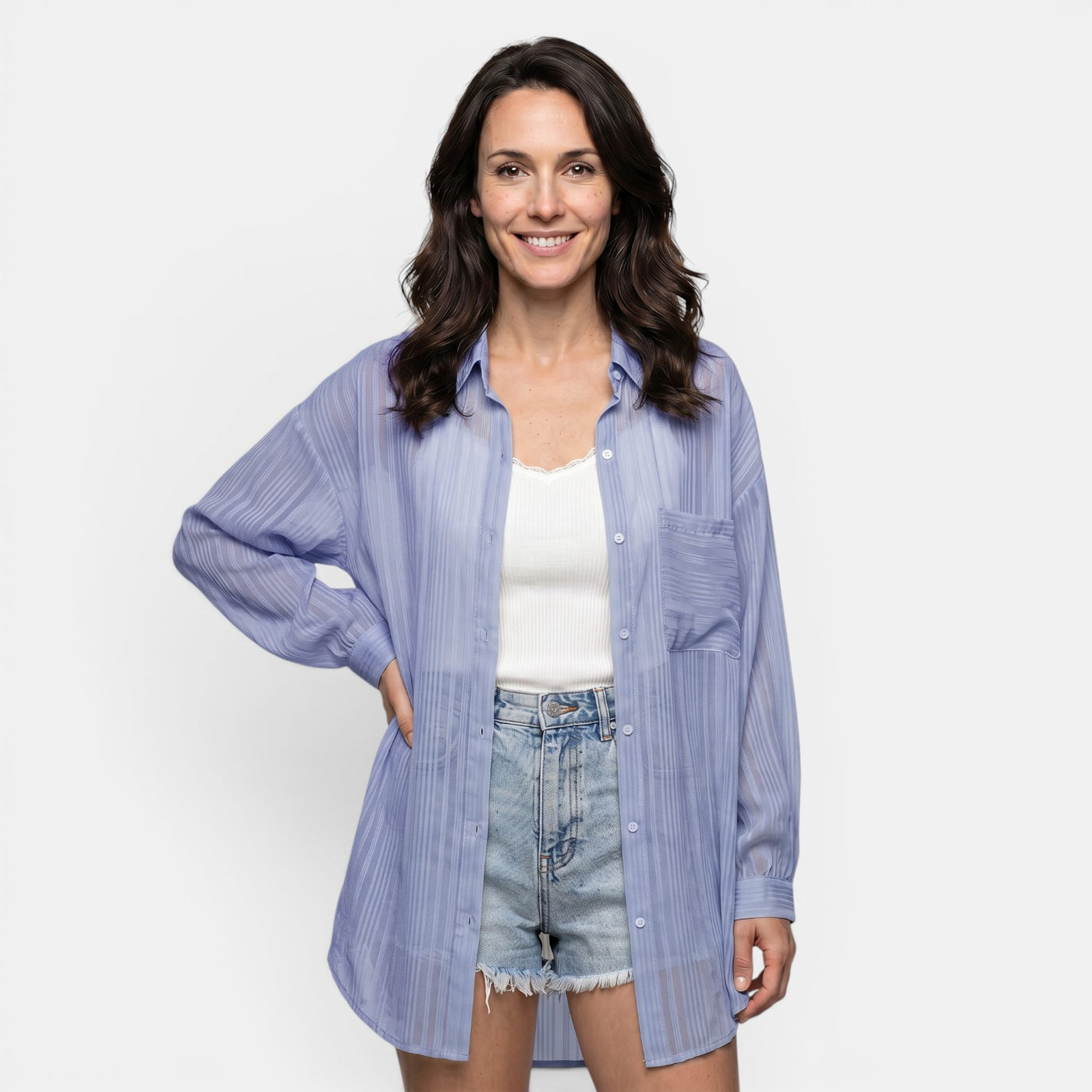 Camisa Chiffon Mujer Verano Transparente