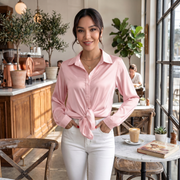 Blusa Mujer Satén Manga Larga