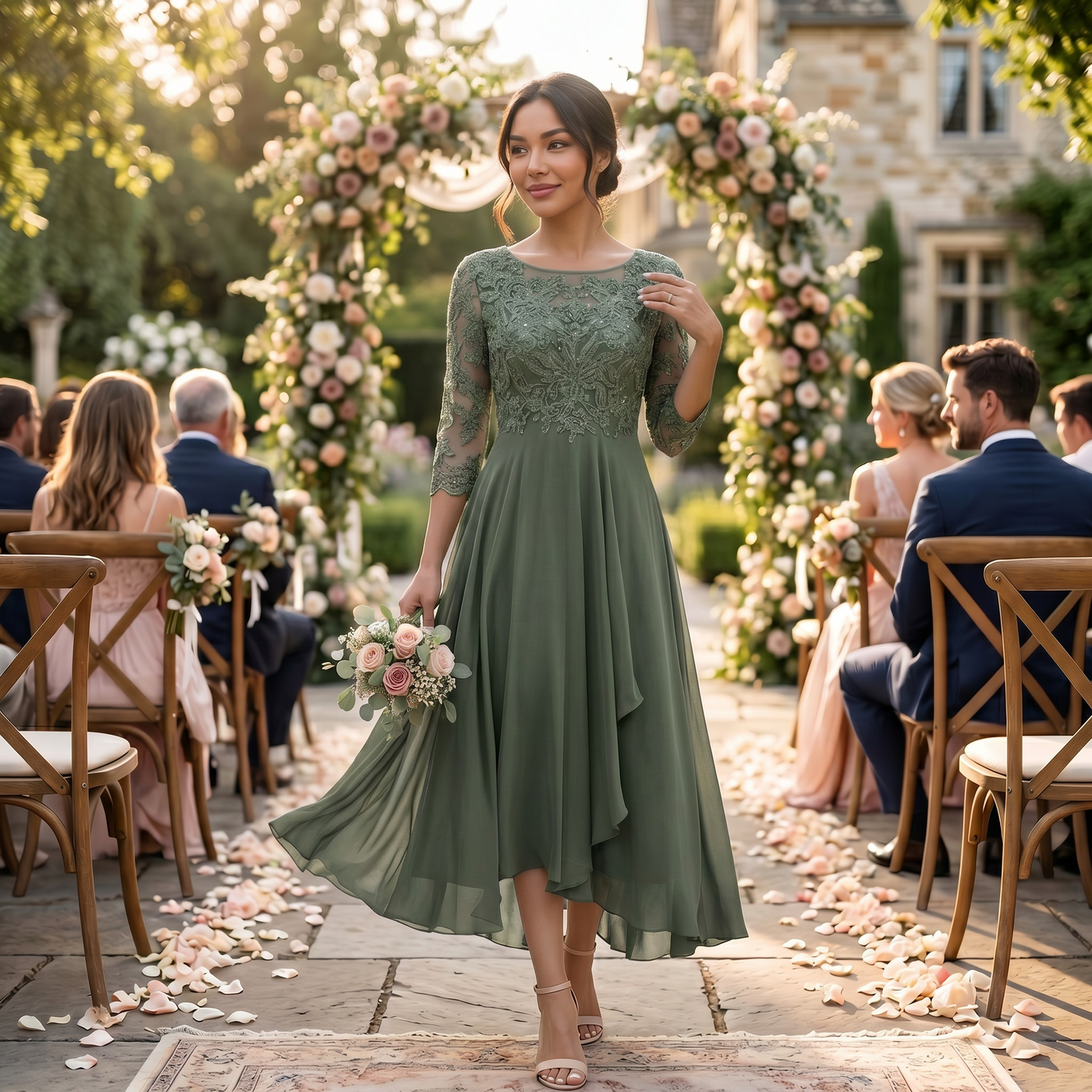Women's Chiffon and Lace Party Dress