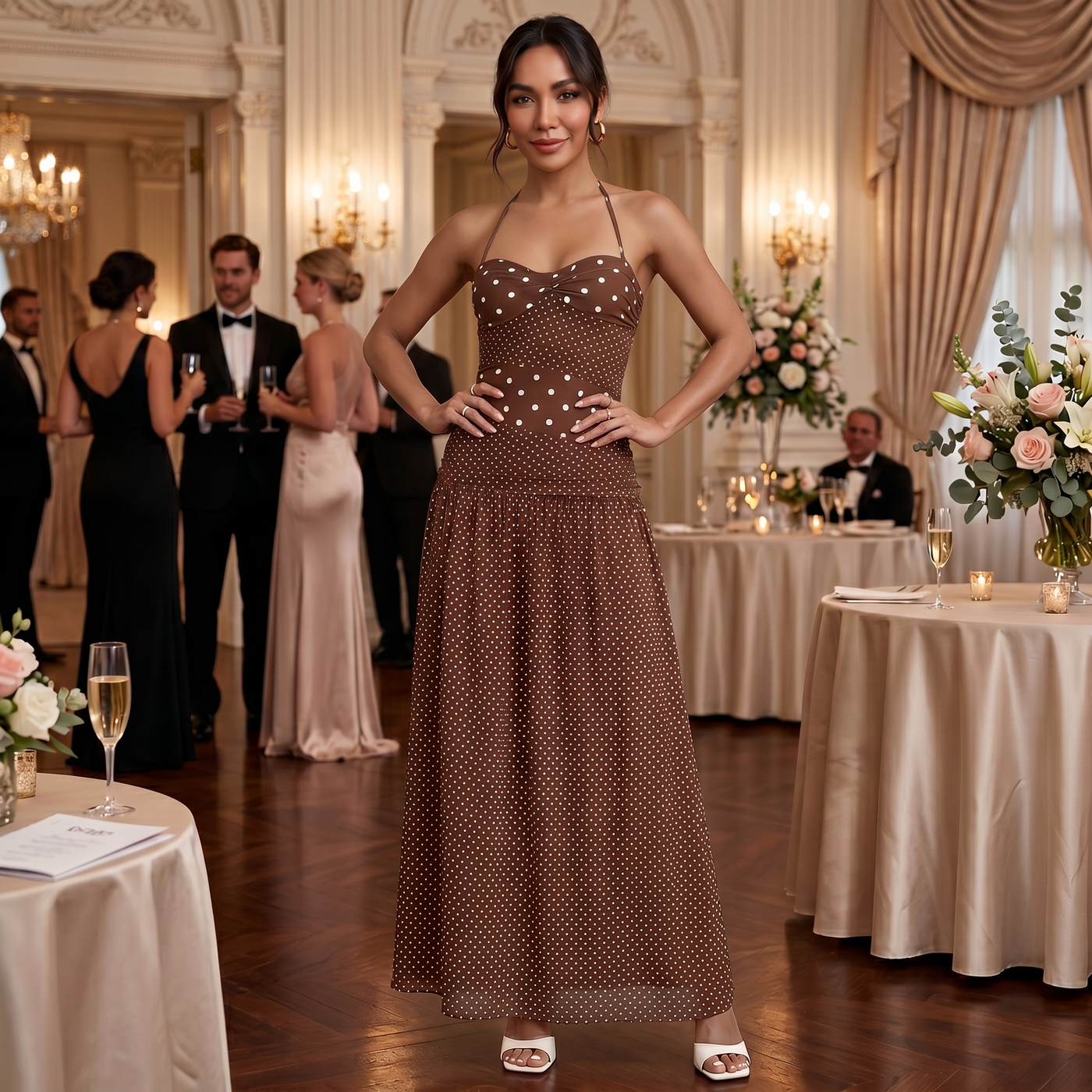 Women's Polka Dot Maxi Dress