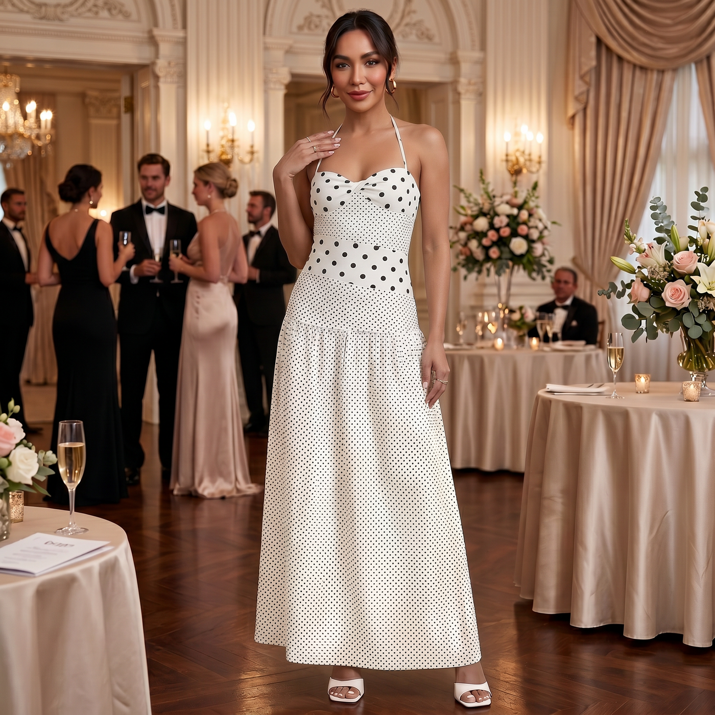 Women's Polka Dot Maxi Dress