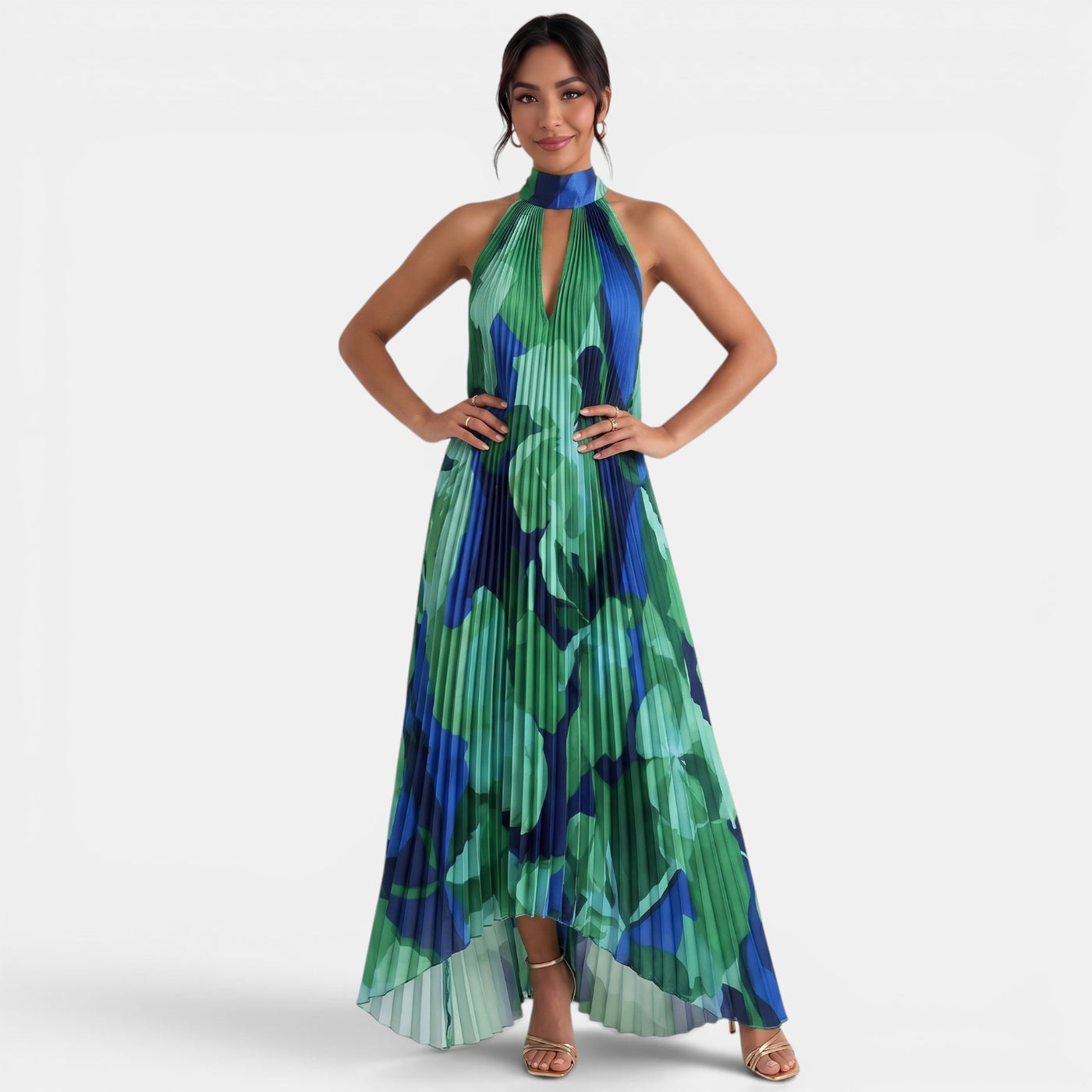 Summer Halter Floral Maxi Dress