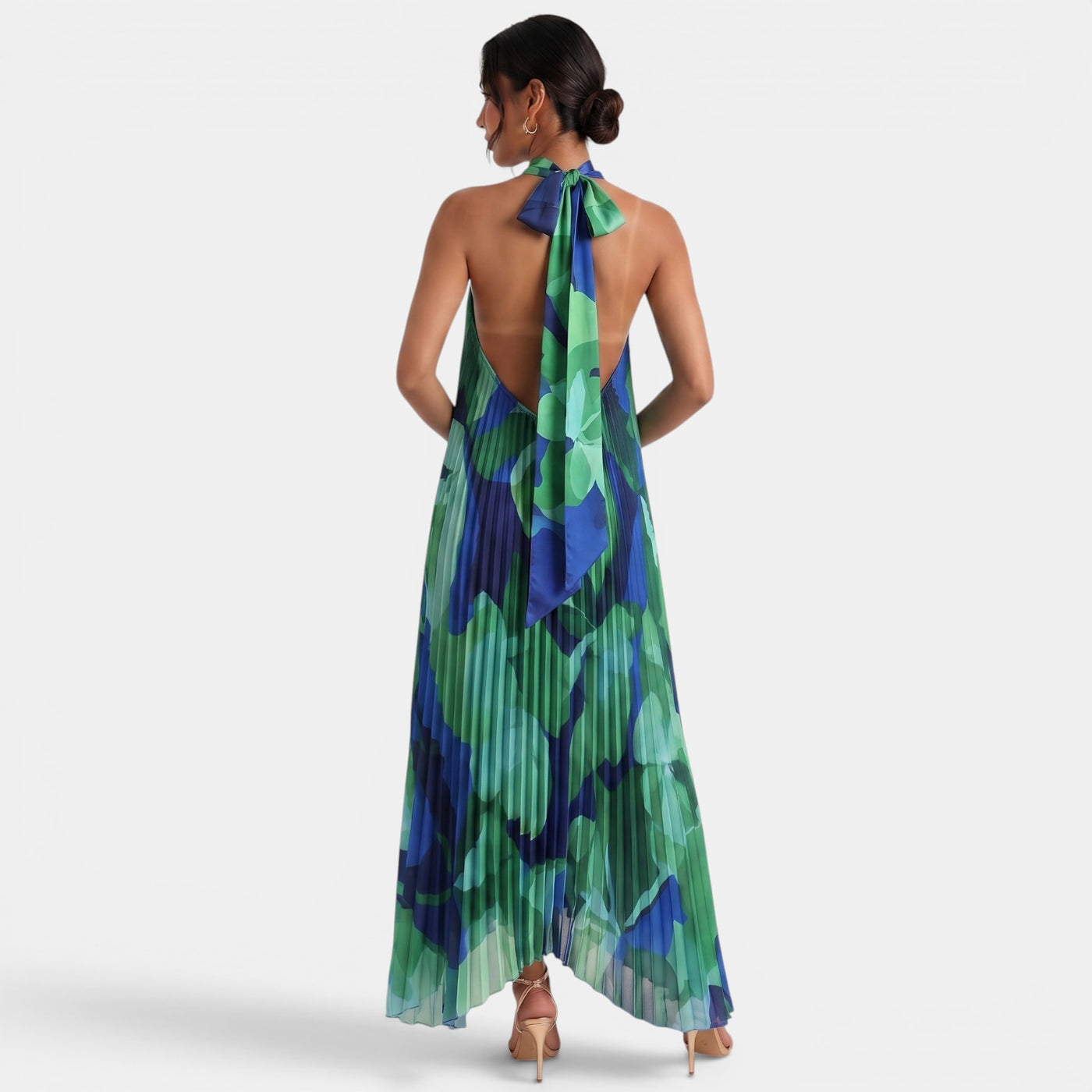 Summer Halter Floral Maxi Dress