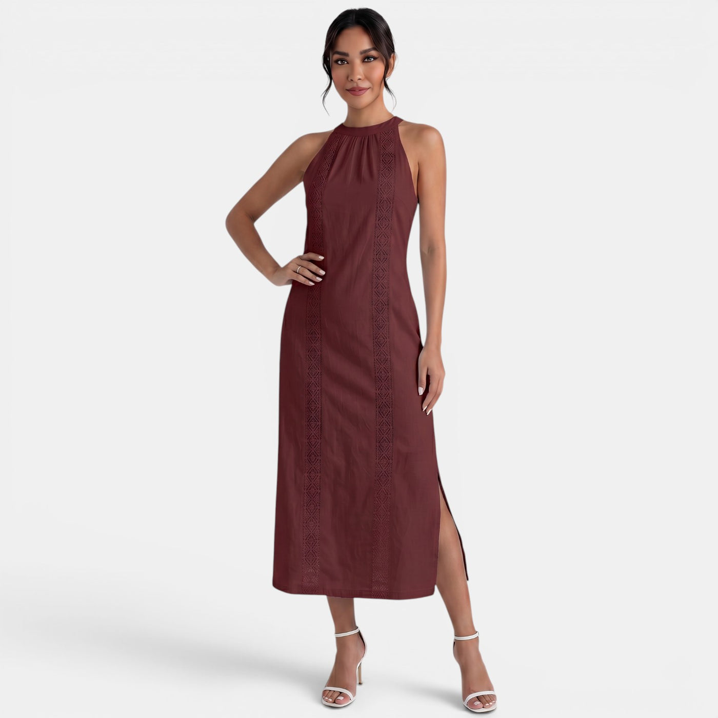 Women's Halter Lace Midi Dress Summer