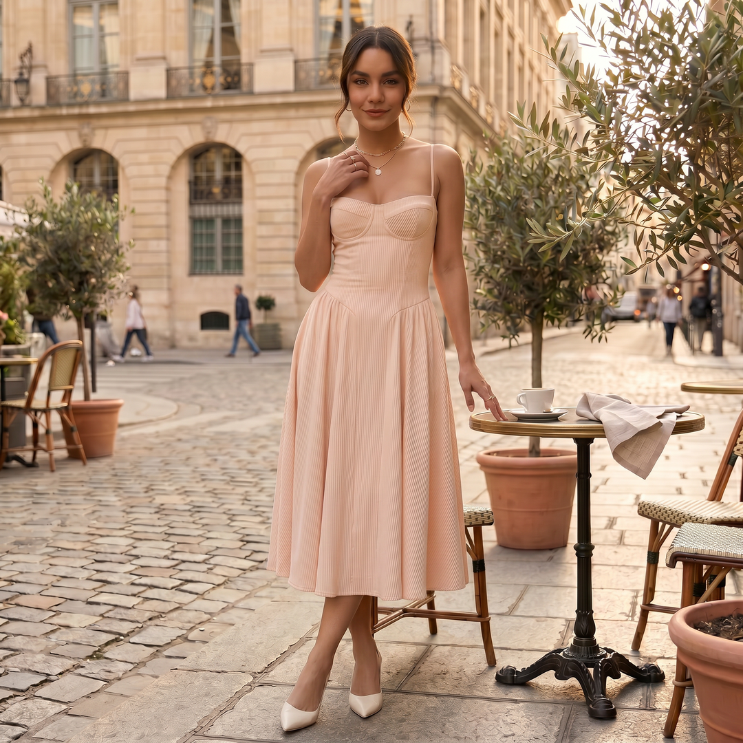 Vestido Midi Corset Mujer Elegante