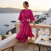 Vestido Satinado Largo Elegante Mujer