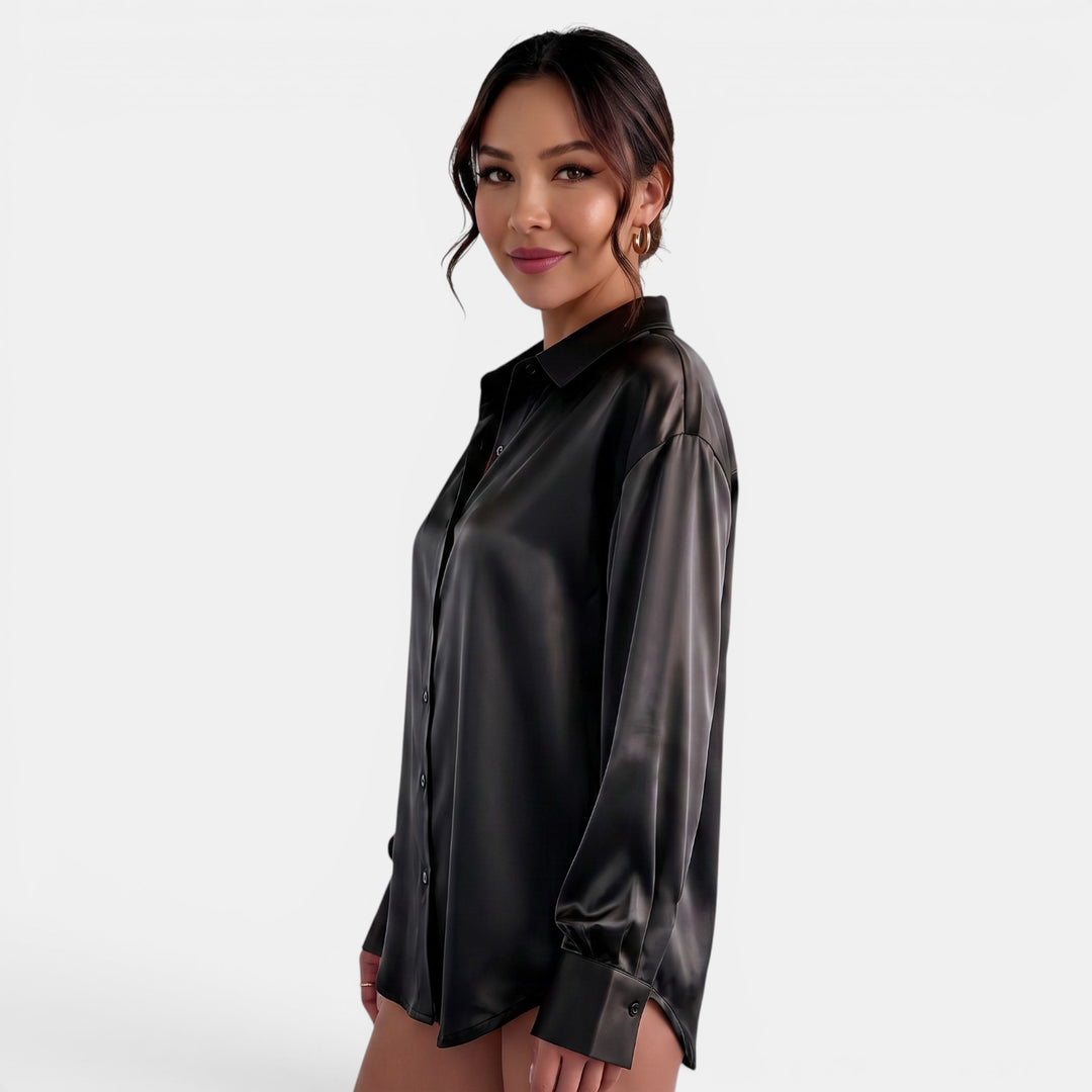 Blusa Satinada Mujer Manga Larga