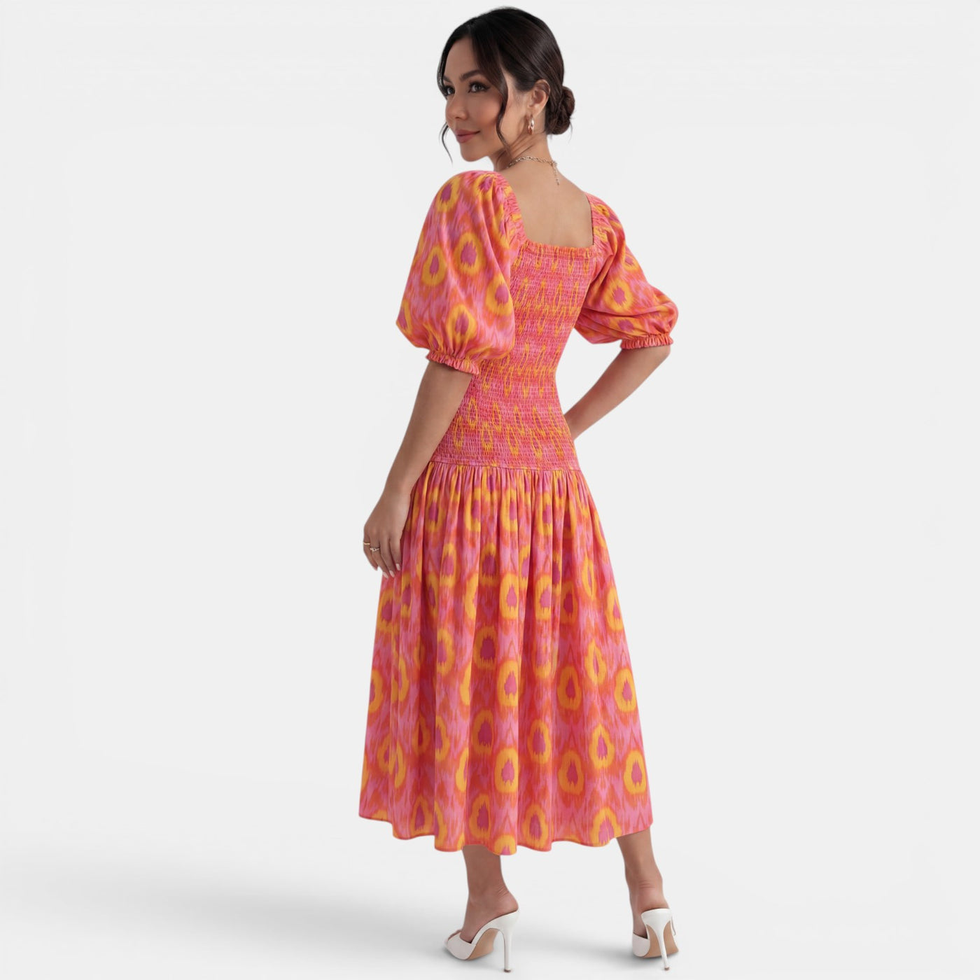 Vestido Midi Rosa Mujer Verano