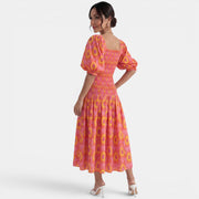 Vestido Midi Rosa Mujer Verano