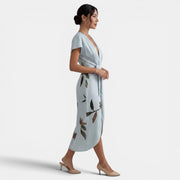 Women's Floral Wrap Midi Dress