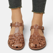 Women's Brown Leather Fisherman Sandals