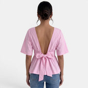Camiseta Verano Espalda Abierta Mujer