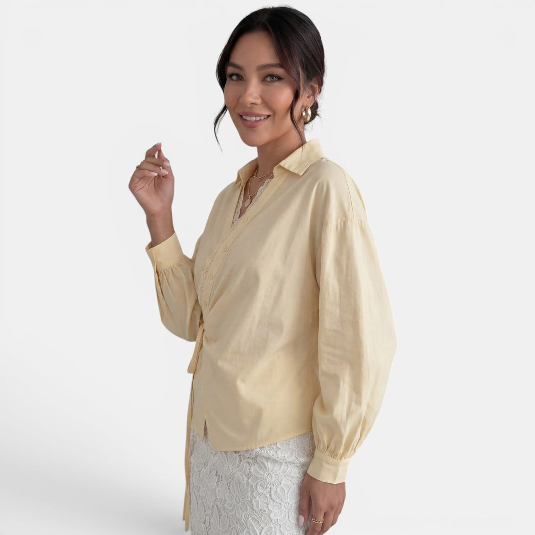 Blusa Encaje Lazo Mujer