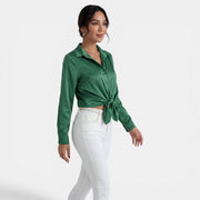 Blusa Mujer Satén Manga Larga
