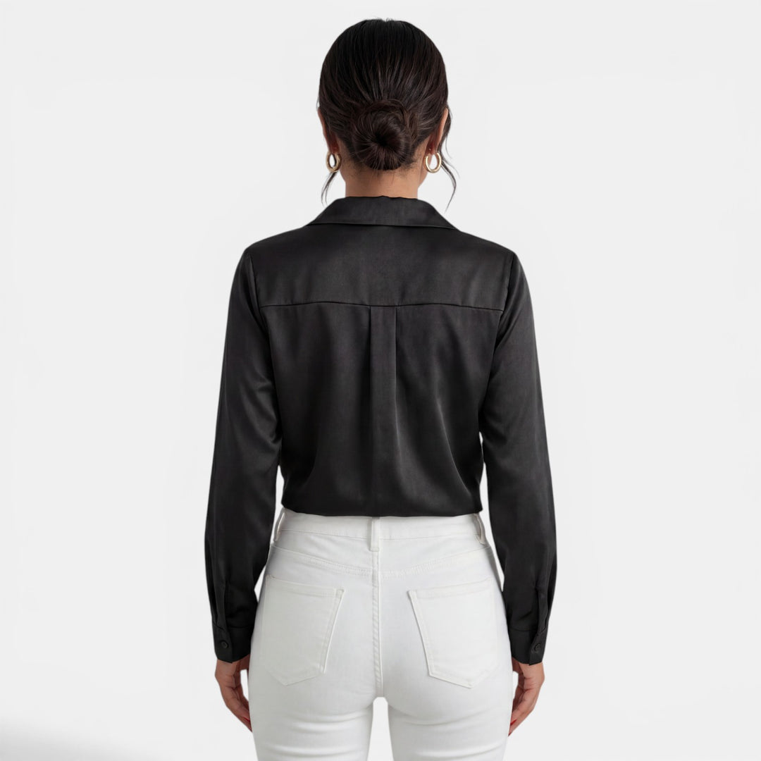 Blusa Mujer Satén Manga Larga
