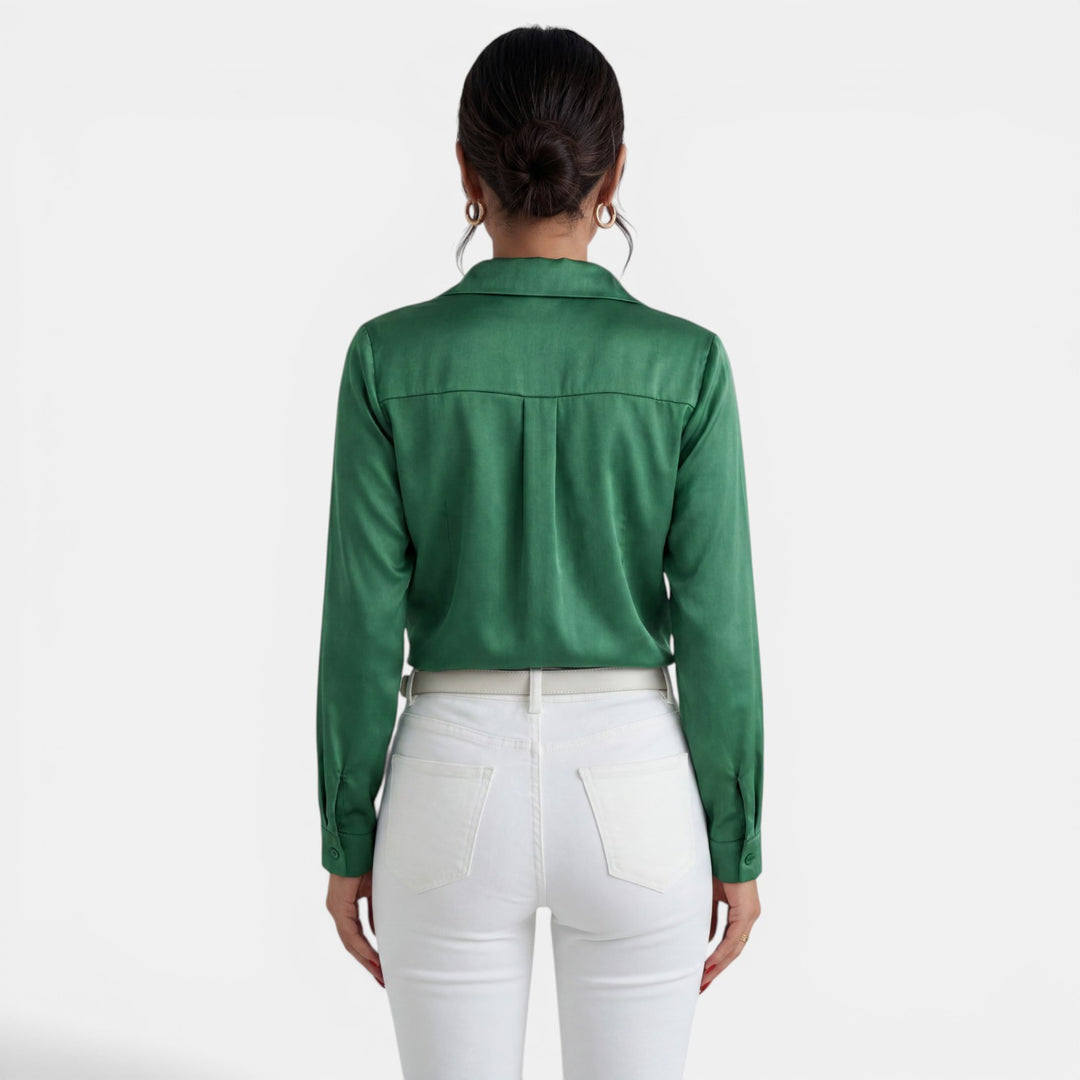Blusa Mujer Satén Manga Larga