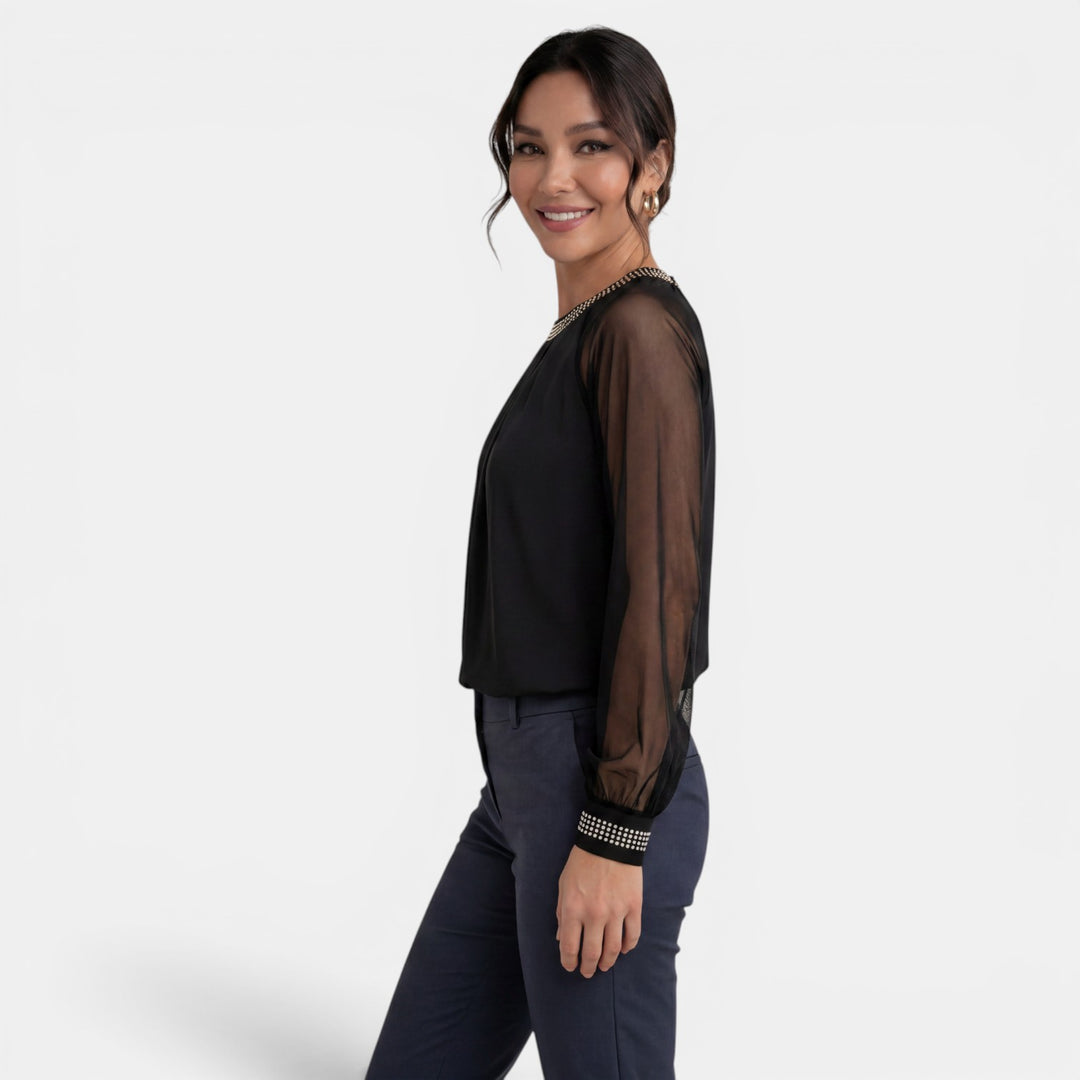 Blusa Mujer Manga Larga Transparente