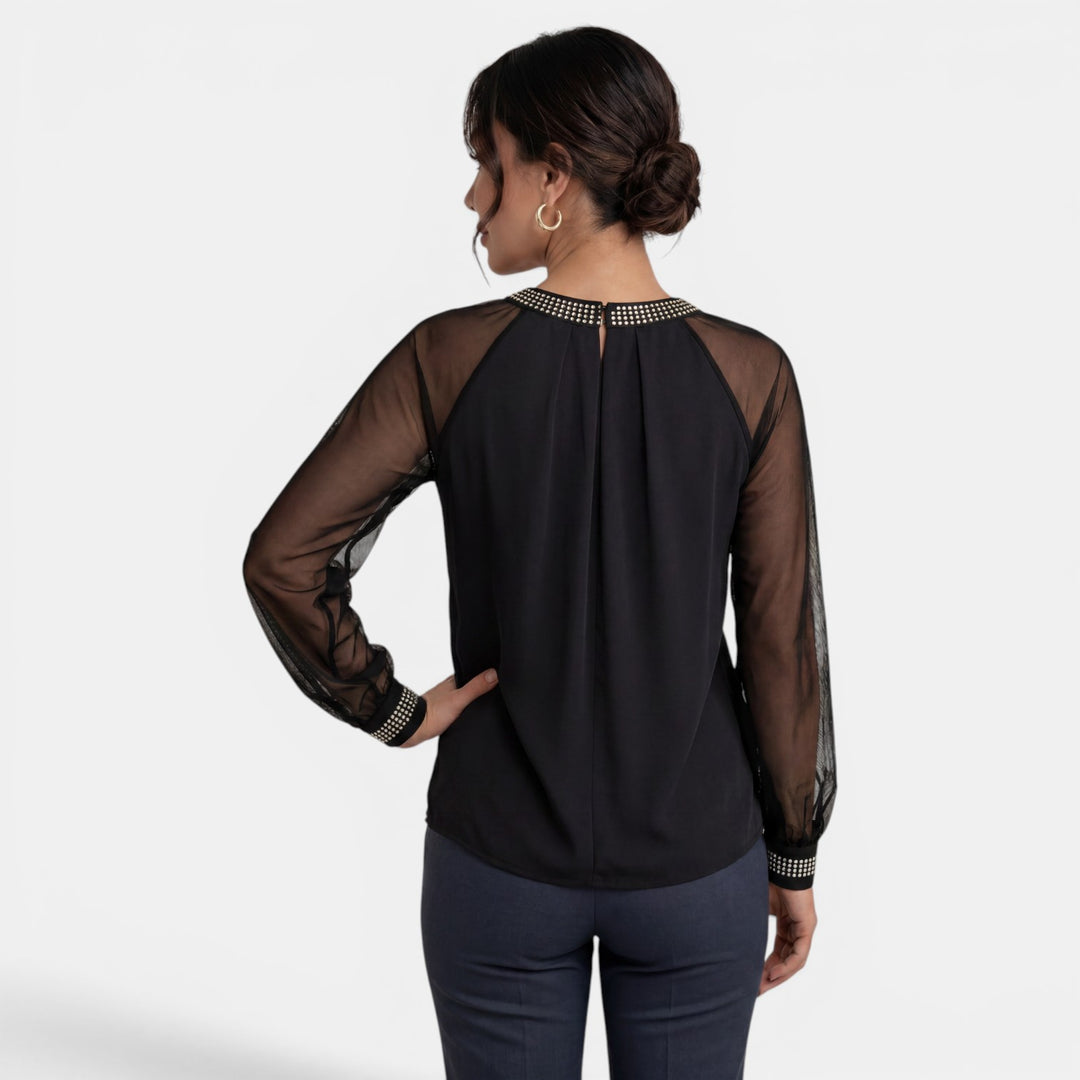 Blusa Mujer Manga Larga Transparente