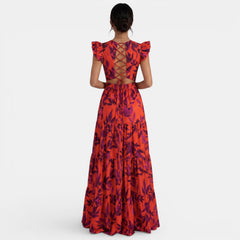 Vestido Largo Rojo Elegante Mujer