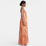 Orange Ombre Halter Maxi Dress