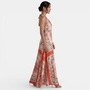 Red Boho Halter Maxi Dress