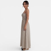 Khaki Strapless Maxi Dress