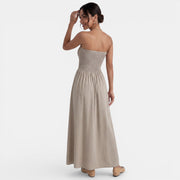 Khaki Strapless Maxi Dress