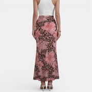 Long Summer Leopard Floral Skirt