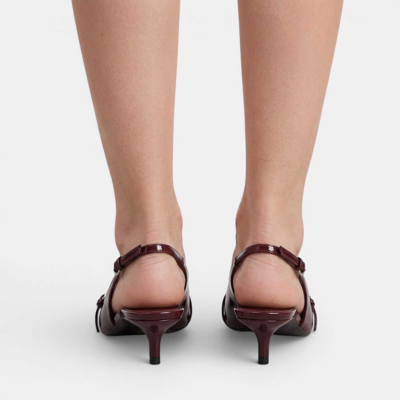 Wine Red Heeled Slingback Mules
