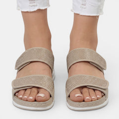 Sandalias Mujer Cuña Ortopédicas Strass