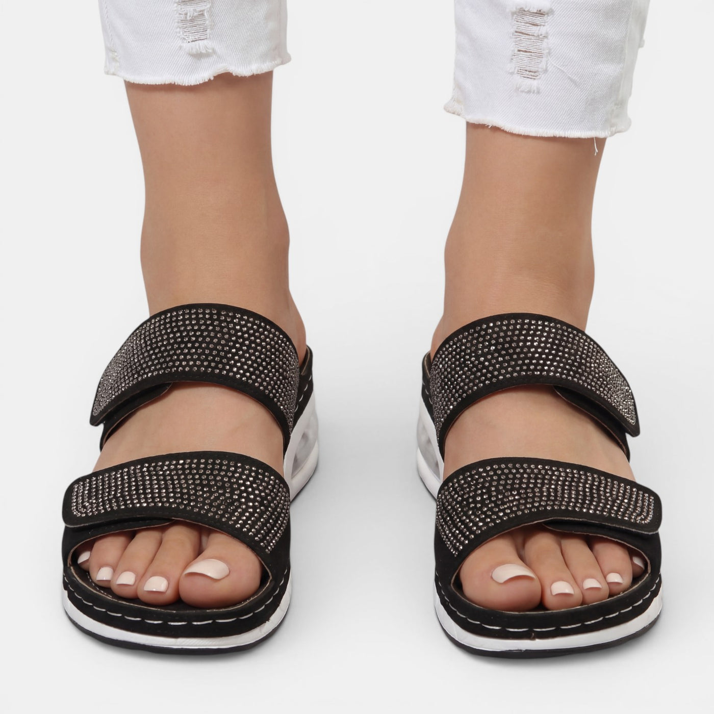 Women's Orthopedic Wedge Sandals with Rhinestones