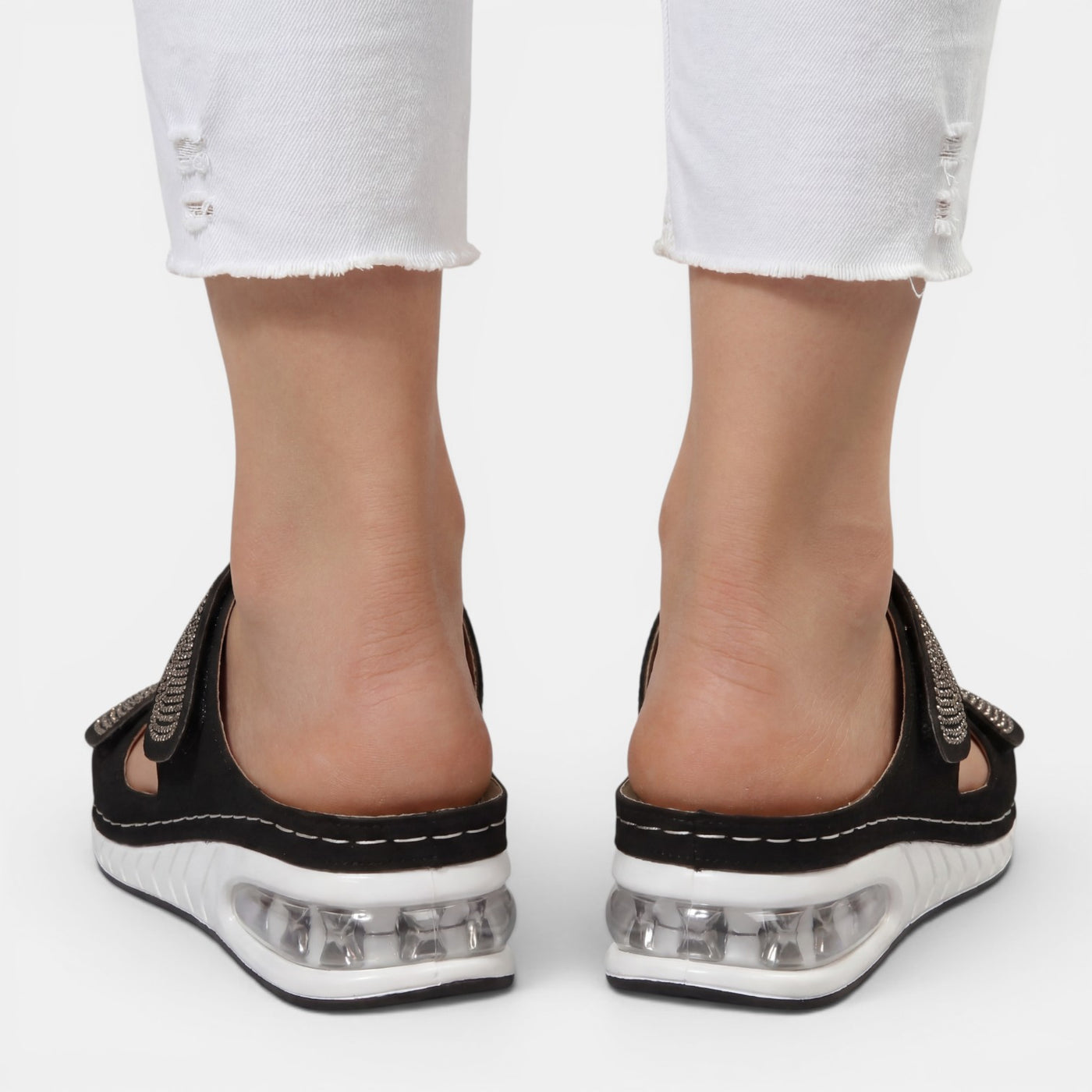 Women's Orthopedic Wedge Sandals with Rhinestones