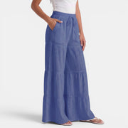 Women's Linen Trousers with Wide Drawstring