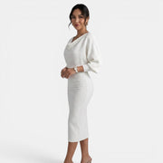 Women's Summer Short Dress with Large Bow and Pearls