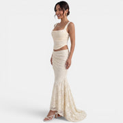 Conjunto Encaje Mujer Beige Fiesta