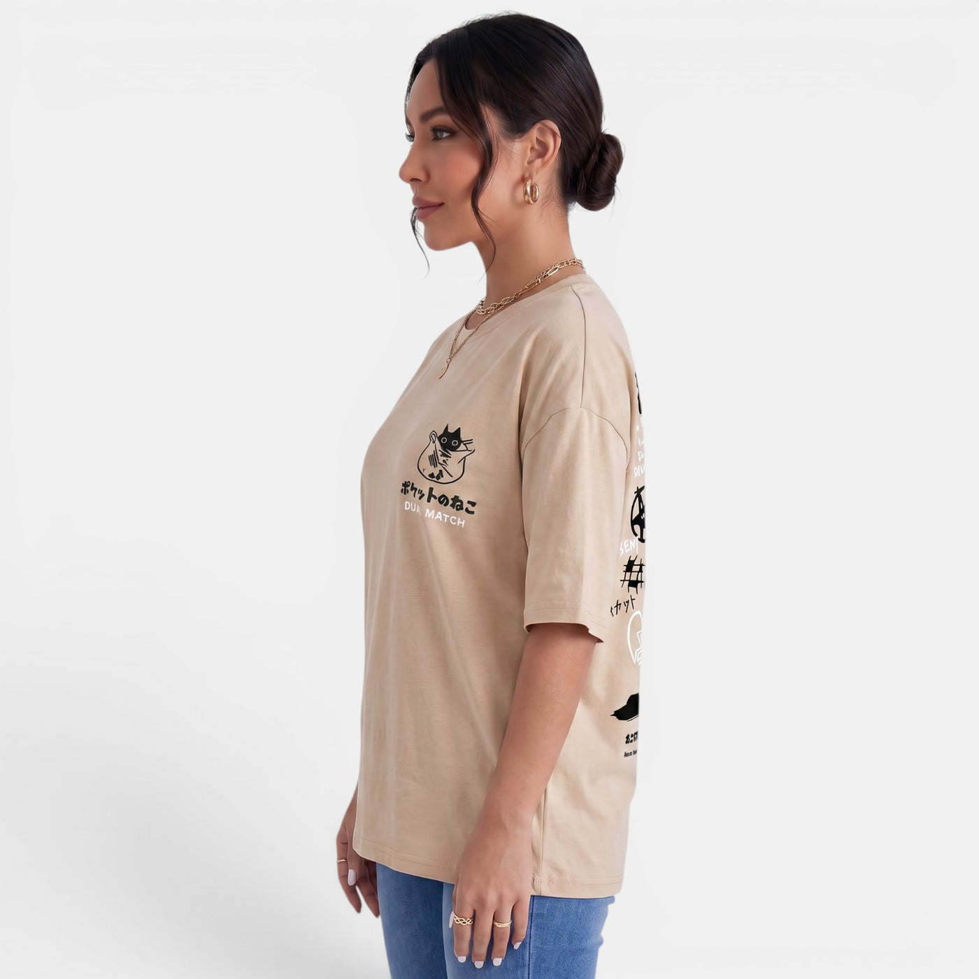 Camiseta Oversize Gato Mujer