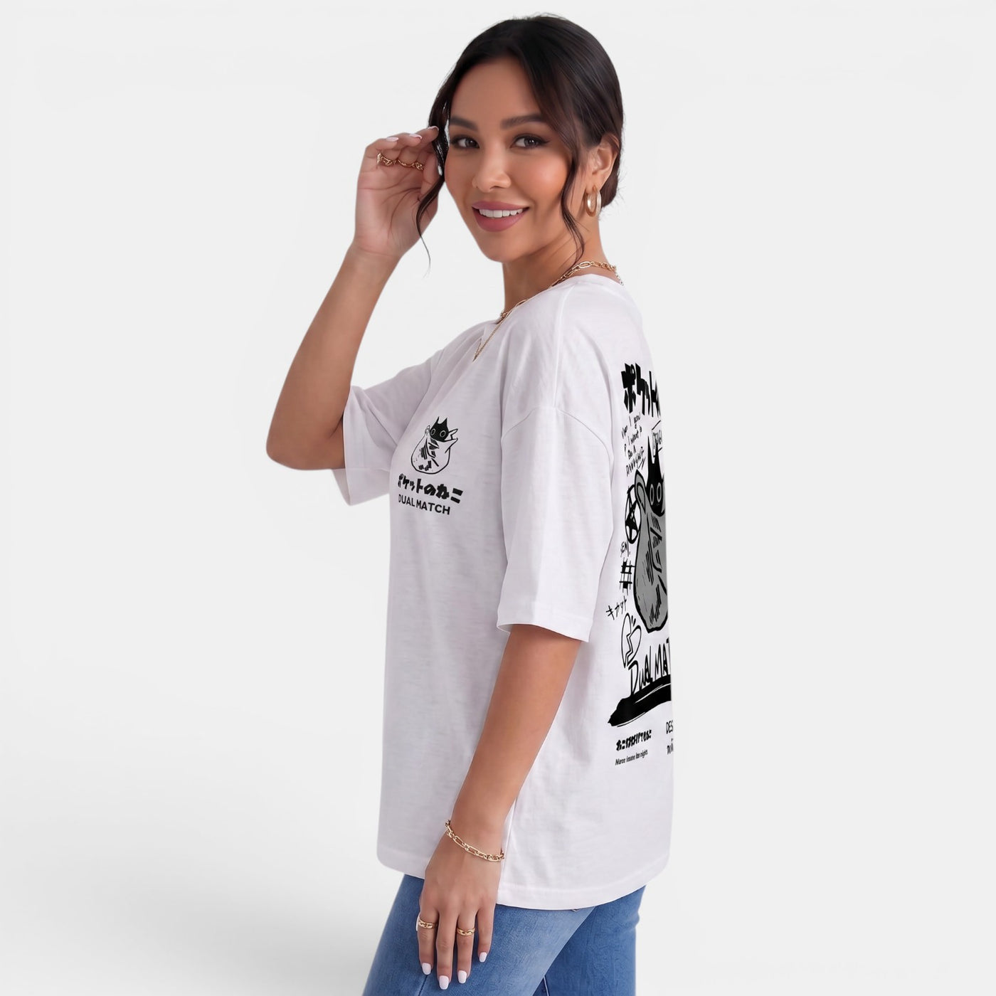 Camiseta Oversize Gato Mujer