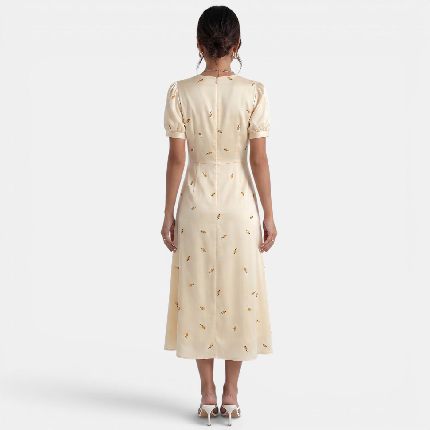 Yellow Floral Midi Dress