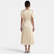 Yellow Floral Midi Dress