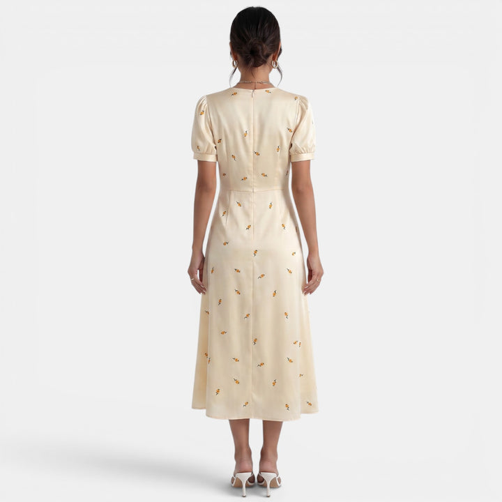 Vestido Midi Amarillo Floral