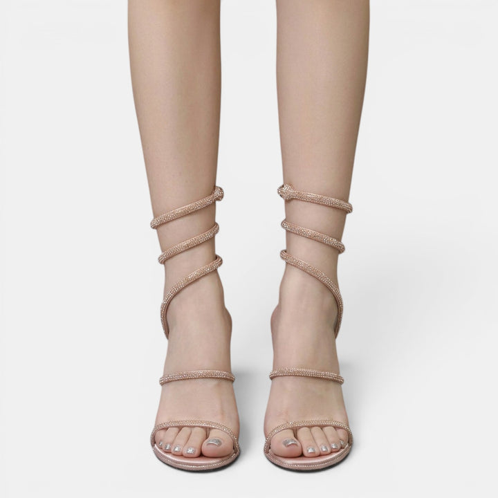 Sandalias Tacón Strass Fiesta