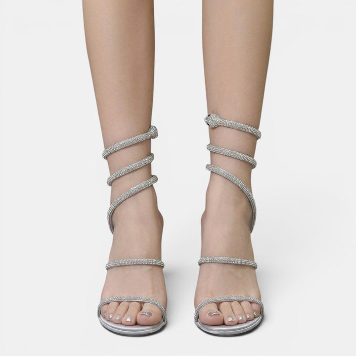 Sandalias Tacón Strass Fiesta