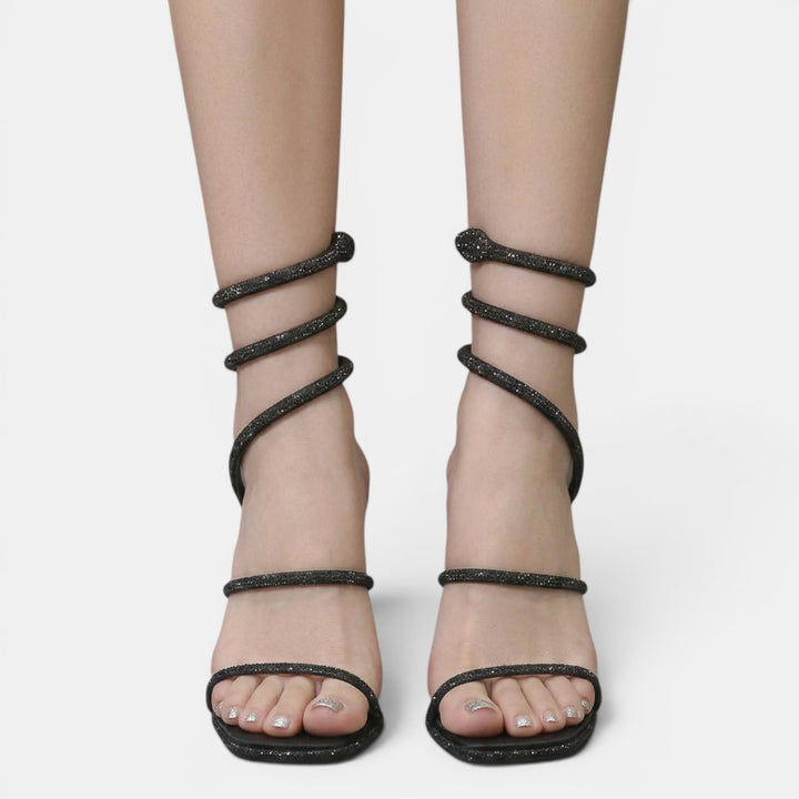 Sandalias Tacón Strass Fiesta
